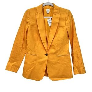 J. CREW Factory Women's size 2 Marigold Linen Cotton Blend Holland Blazer Jacket
